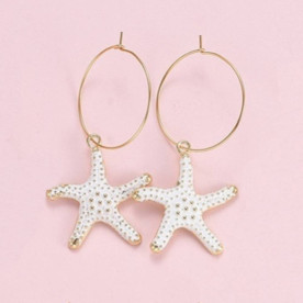 Сережки, Морська зірка, 1 пара, білий, 3х3 см