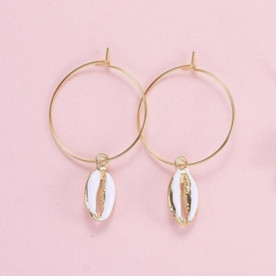 Сережки, Маленька біла мушля, 1 пара, 0,7х1 см