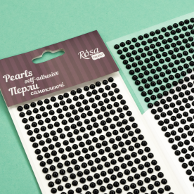 Жемчужины самоклеящиеся, черные, 5мм, 375шт, Rosa Talent