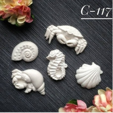 Набор украшений из гипса, Морские жители, 4 шт, Decor Kram
