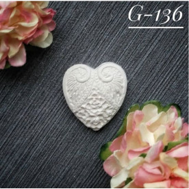 Прикраса з гіпсу, Сердечко 136, 25х23 мм, Decor Kram