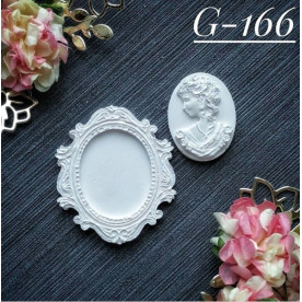 Украшение из гипса, Вензель брошь, 48х44 мм, Decor Kram