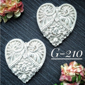 Набір прикрас з гіпсу, Серця 210, 2 шт, 50х45 мм, Decor Kram