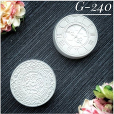 Набор украшений из гипса, Винтажные часы 240, 2 шт, 33х33 мм, Decor Kram