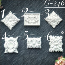 Набор украшений из гипса, Вензель, 6 шт, 246, 45х45, 38х30, 40х40, 35х35, 35х25 35х30 мм, Decor Kram