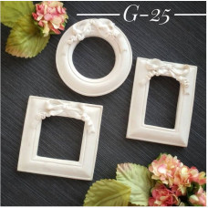 Набор украшений из гипса, Рамочки, 3 шт 25х70 мм, 75х57 мм, 65х65 мм, Decor Kram