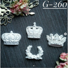 Набор украшений из гипса, Короны 260, 4 шт, 32х22, 28х28, 30х30 мм, Decor Kram