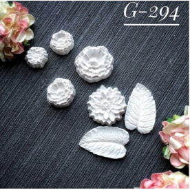 Набор украшений из гипса, Цветы 294, 7 шт, 40х40, 15х15 мм, листья 45х32 мм, Decor Kram