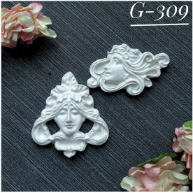 Украшение из гипса, Дамы 309, 45х30, 42х40 мм, Decor Kram