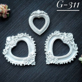 Набір прикрас з гіпсу, Ромчик серце 311, 2 шт, 74х64, 40х35 мм, Decor Kram