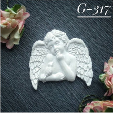 Прикраса з гіпсу, Ангел 317, 52х42 мм, Decor Kram