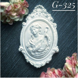 Прикраса з гіпсу, Брошка Рамочка з камеєю, 68х41, 35х28 мм, Decor Kram