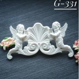 Украшение из гипса, Вензель с ангелами, 130х70 мм, Decor Kram