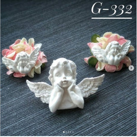 Набор украшений из гипса, Ангел 332, 3 шт, 52х35, 29х16 мм, Decor Kram