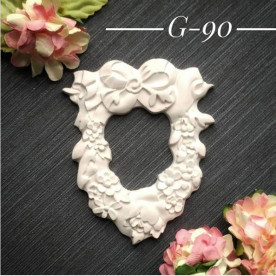 Прикраса з гіпсу, Вінок з бантиком, 80х63 мм, Decor Kram