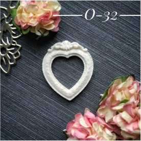 Украшение из гипса, Рамочка сердце 32, 40х35 мм, Decor Kram