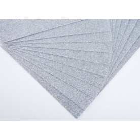 Фоаміран EVA з глітером, товщина 2 мм, розмір 20x30см, колір срібло, 1од