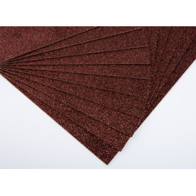Фоаміран EVA з глітером, товщина 2 мм, розмір 20x30см, колір коричневий, 1од