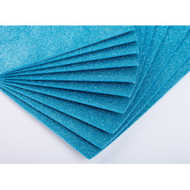 Фоаміран EVA з глітером, товщина 2 мм, розмір 20x30см, колір блакитний, 1од