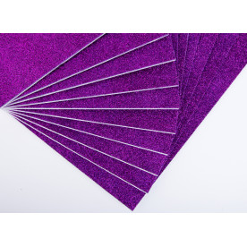 Фоаміран EVA з глітером, товщина 2 мм, розмір 20x30см, колір фіолетовий, 1од
