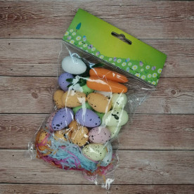 Набор декора из пенопласта, Яйца микс и морковка, 3 см