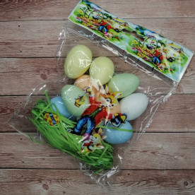 Набор яиц из пенопласта, Перепелиные, 4 см, декор, перламутровое сияние, около 12 шт