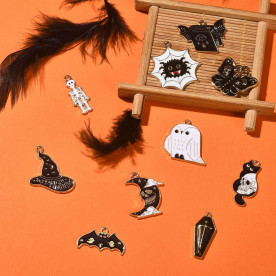 Набір підвісок Хелоуін, чорно-білий, 27 мм, 10 шт.