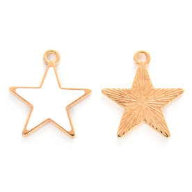 Подвеска с эмалью, Звезда белая, светлое золото, 20 мм, 1 шт