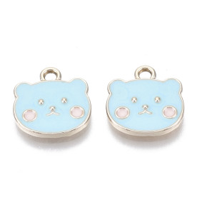 Підвіска з емаллю, світле золото, Ведмедик, 14 мм, 1 шт