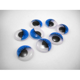 Глазки с ресницами, синий, 18 мм, 1 шт