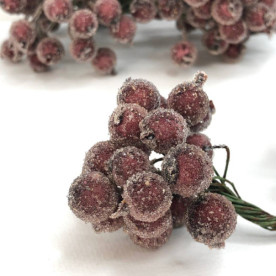 Калина декоративна в цукрі, коричневий, 1 гілочка, 2 ягідки, 12мм