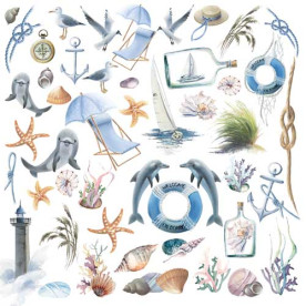 Лист с картинками для вырезания, Memories of the sea, 30,5х30,5 см, Фабрика Декора