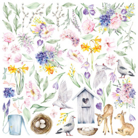 Лист с картинками для вырезания, Tender spring, 30,5х30,5 см, Фабрика Декора