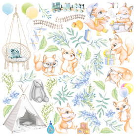 Лист с картинками для вырезания, Funny fox boy 30,5х30,5 см, Фабрика Декору