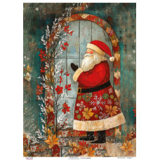 Декупажна карта Дід Мороз біля вікна, #0858, 29,7x42см, Фабрика Декору