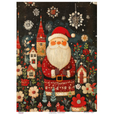 Декупажна карта Дід Мороз на темному фоні, #0860, 29,7x42см, Фабрика Декору