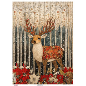 Декупажна карта Олень у березовому гаю, #0864, 29,7x42см, Фабрика Декору