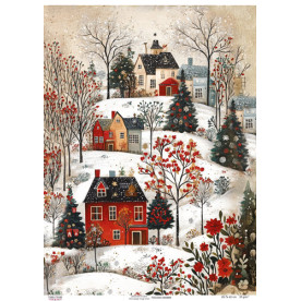 Декупажная карта Зима в городе, #0866, 29,7x42см, Фабрика Декору