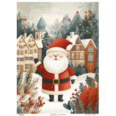 Декупажна карта Дід Мороз у місті, #0867, 29,7x42см, Фабрика Декору