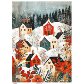 Декупажная карта Зима в предместье, #0868, 29,7x42см, Фабрика Декору