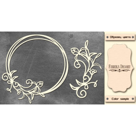 Набір чіпбордов Кругла рамка з квітковими гілками 10х15 см # 512, колір молочний, Фабрика Декору