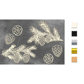 Набор чипбордов,ов Веточки с шишками 10х15 см #621, молочный, Фабрика Декора