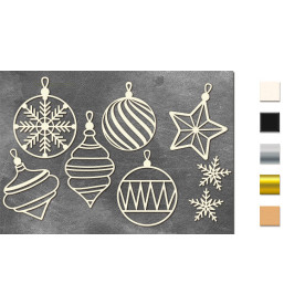 Набор чипбордов Новогодние игрушки 10х15 см #623, молочный, Фабрика Декора