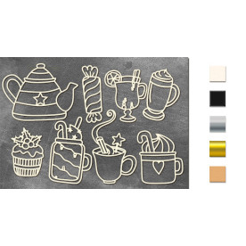 Набор чипбордов,ов Праздничное чаепитие 10х15 см #634, молочный, Фабрика Декора