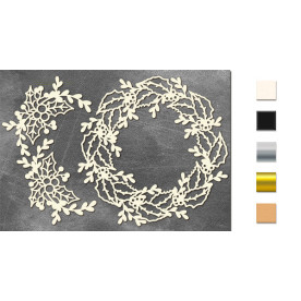 Набор чипбордов,ов Венок омелы с ягодами 10х15 см #639, молочный, Фабрика Декора