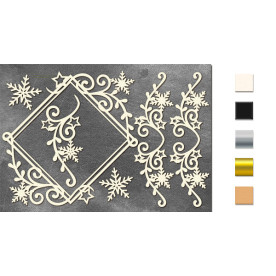 Набор чипбордов,ов Ромб и завитки со снежинками 10х15 см #645, молочный, Фабрика Декора
