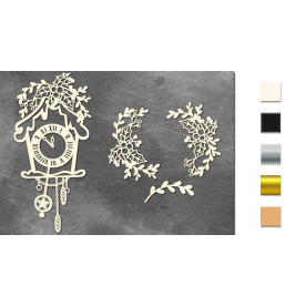 Набор чипбордов Часики с омелой и остролистом 10х15 см #654, молочный, Фабрика Декора