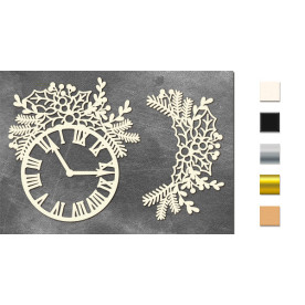 Набор чипбордов Часики с омелой и остролистом #1 10х15 см #655, молочный, Фабрика Декора