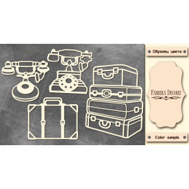 Набор чипбордов, Старинные телефоны и чемоданы #670, 10х15 см, 1,3мм, Фабрика Декора
