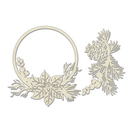 Набор чипбордов, Рамка Пуансеттия #768 бежевый, 10х15 см, Фабрика Декора